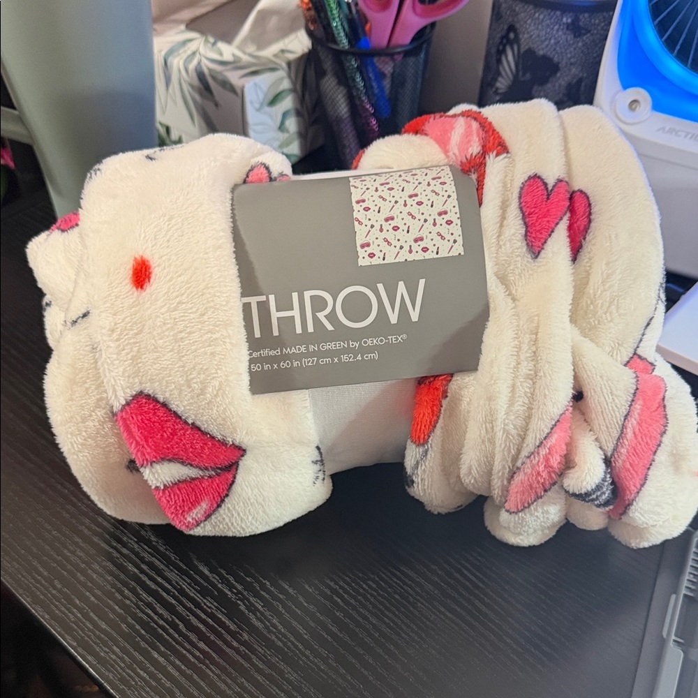 Target Cream and Pink Heart Throw Blanket